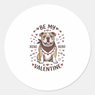 Oude Valentijnsdag Bulldog XOXO Shirt Ontwerp_1 Ronde Sticker