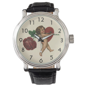 Oude Valentijnsdag Cherubijn en Victoriaanse Roos Horloge