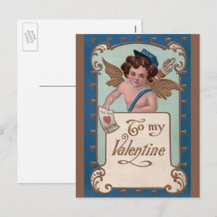 Oude Valentijnsdag, cherubijn met liefdesbrieven Feestdagenkaart