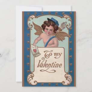 Oude Valentijnsdag, cherubijn met liefdesbrieven Feestdagenkaart