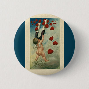Oude Valentijnsdag, cherubijn met magneet harten Ronde Button 5,7 Cm