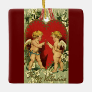 Oude Valentijnsdag, cherubijnen doen een wens Keramisch Ornament