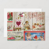 Oude Valentijnsdag Collage - Engelen, Harten Feestdagenkaart (Voorkant / Achterkant)