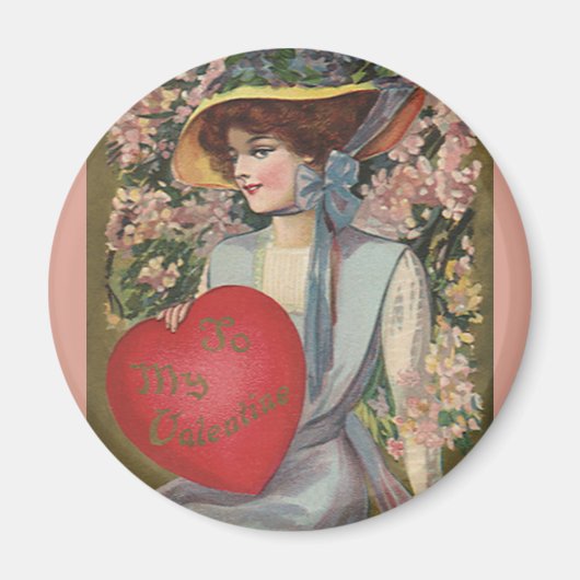 Oude Valentijnsdag, Elegante Dame met Hart Magneet (Voorkant)