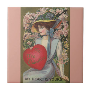Oude Valentijnsdag, Elegante Dame met Hart Tegeltje