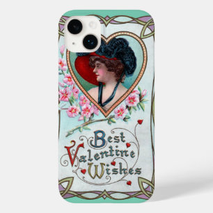 Oude Valentijnsdag, Elegante vrouw in een hart Case-Mate iPhone 14 Plus Hoesje