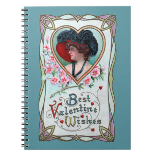 Oude Valentijnsdag, Elegante vrouw in een hart Notitieboek