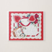 Oude Valentijnsdag Harten, Bloemen en Lint Legpuzzel (Horizontaal)