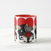 Oude Valentijnsdag, kat muis theekopje hart Mok (Midden)