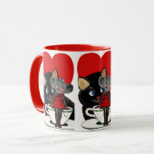 Oude Valentijnsdag, kat muis theekopje hart Mok (Voorkant links)