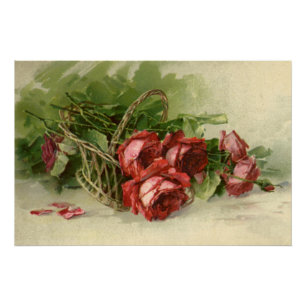 Oude Valentijnsdag Liefde, Dieprode Rozen Perfect Poster