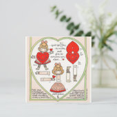 Oude Valentijnsdag-papieren poppen kunstkaart Kaart (Staand voorkant)