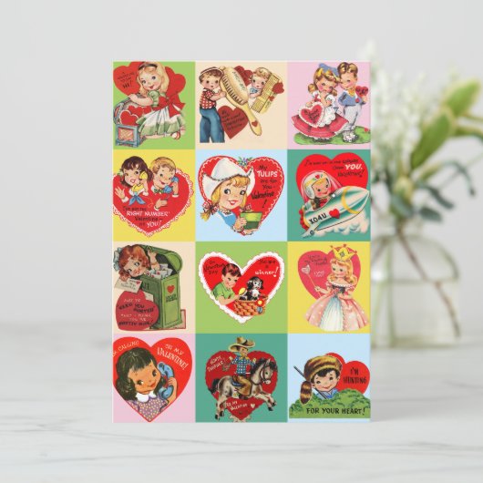 Oude Valentijnsdag Patchwork Feestdagenkaart (Staand voorkant)