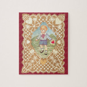 Oude Valentijnsdag, Schattig jongetje op de weide Legpuzzel