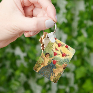 Oude Valentijnsdag, Victoriaanse cherubijnen harte Sleutelhanger