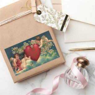 Oude Valentijnsdag Victoriaanse cherubijnen in de Rechthoekige Sticker