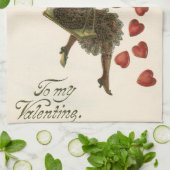 Oude Valentijnsdag, Victoriaanse dame op een schom Theedoek (Gevouwen)