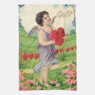 Oude Valentijnsdag, Victoriaanse engel met hart Theedoek