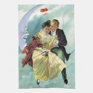 Oude Valentijnsdag Victoriaanse Liefde en Romantie Theedoek