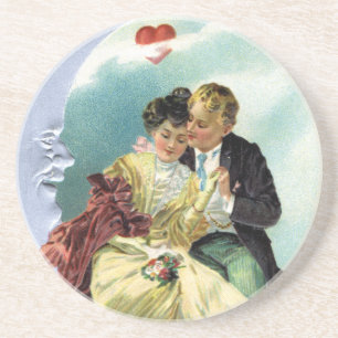 Oude Valentijnsdag Victoriaanse Liefde en Romantie Zandsteen Onderzetter