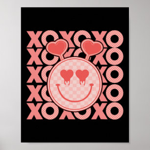 Oude Valentijnsdag Xoxo Harten Gelukkig Gezicht Va Poster