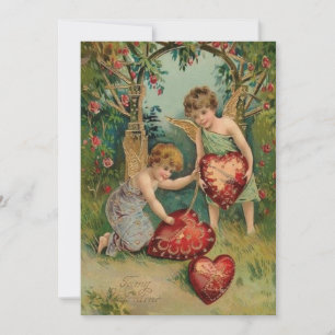 Oude Valentijnskaarten Cherubijnen Met Harten Feestdagenkaart