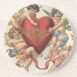 Oude Valentijnskaarten, Victoriaanse engelen cheru Zandsteen Onderzetter