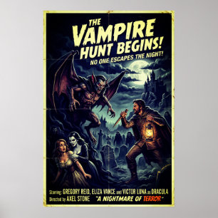Oude vampierenjachtposter gotische horror wandkuns poster