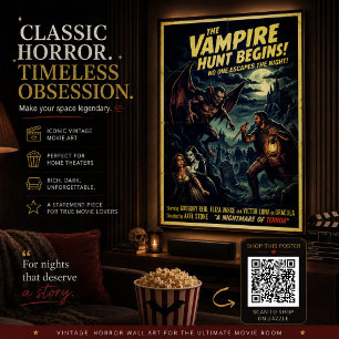 Oude vampierenjachtposter gotische horror wandkuns poster