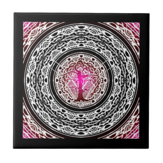 Oude Verdorde Roze Barst Abstracte Boom Tegeltje