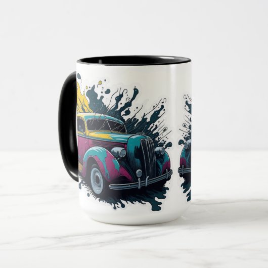 Oude verfspat auto mok (Voorkant links)