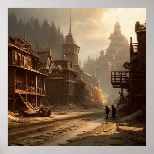 Oude Verlaten 19e-eeuwse stad Main Street 2 Poster (Voorkant)