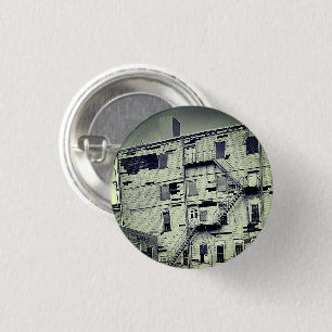Oude Verlaten Fabrieksgebouw Foto Pinback Ronde Button 3,2 Cm