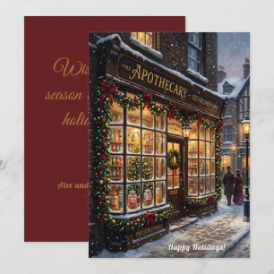 Oude victoriaanse apotheek kerstfeest feestdagenkaart