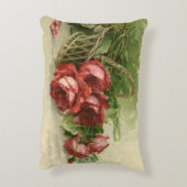 Oude Victoriaanse Bloemen, Rode Rozen Accent Kussen (Achterkant (Verticaal))