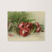 Oude Victoriaanse Bloemen, Rode Rozen Legpuzzel (Horizontaal)