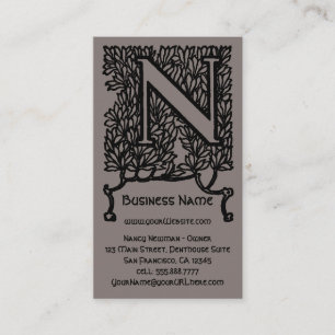 Oude Victoriaanse Elegante Monogram Letter N Visitekaartje