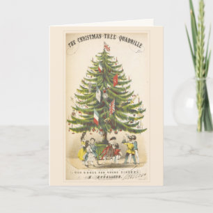 Oude Victoriaanse Kerstboom Vakantiewenskaart Feestdagen Kaart