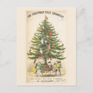 Oude Victoriaanse Kerstboom Vakantiewenskaart Feestdagenkaart