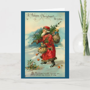 Oude victoriaanse kerstkaart van kerstman feestdagen kaart