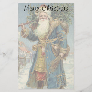 Oude victoriaanse kerstman met kerstboom briefpapier