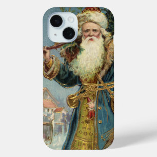 Oude victoriaanse kerstman met kerstboom