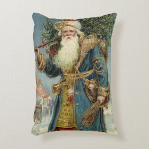 Oude victoriaanse kerstman met kerstboom decoratief kussen