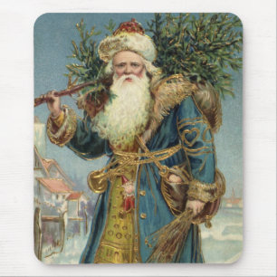 Oude victoriaanse kerstman met kerstboom muismat