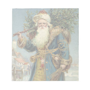 Oude victoriaanse kerstman met kerstboom notitieblok