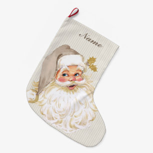 Oude victoriaanse kerstman neutraal taupe & goud grote kerstsok