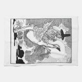 Oude victoriaanse Mother Goose door Charles Robins Theedoek (Horizontaal)