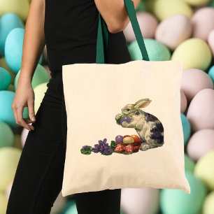 Oude Victoriaanse Paashaas, Bloemen en Eieren Tote Bag
