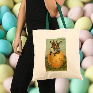 Oude Victoriaanse Paashaasjes in een Gouden Ei Tote Bag