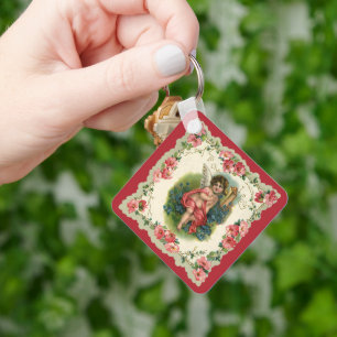 Oude Victoriaanse Valentijnsdag Cherub op telefoon Sleutelhanger